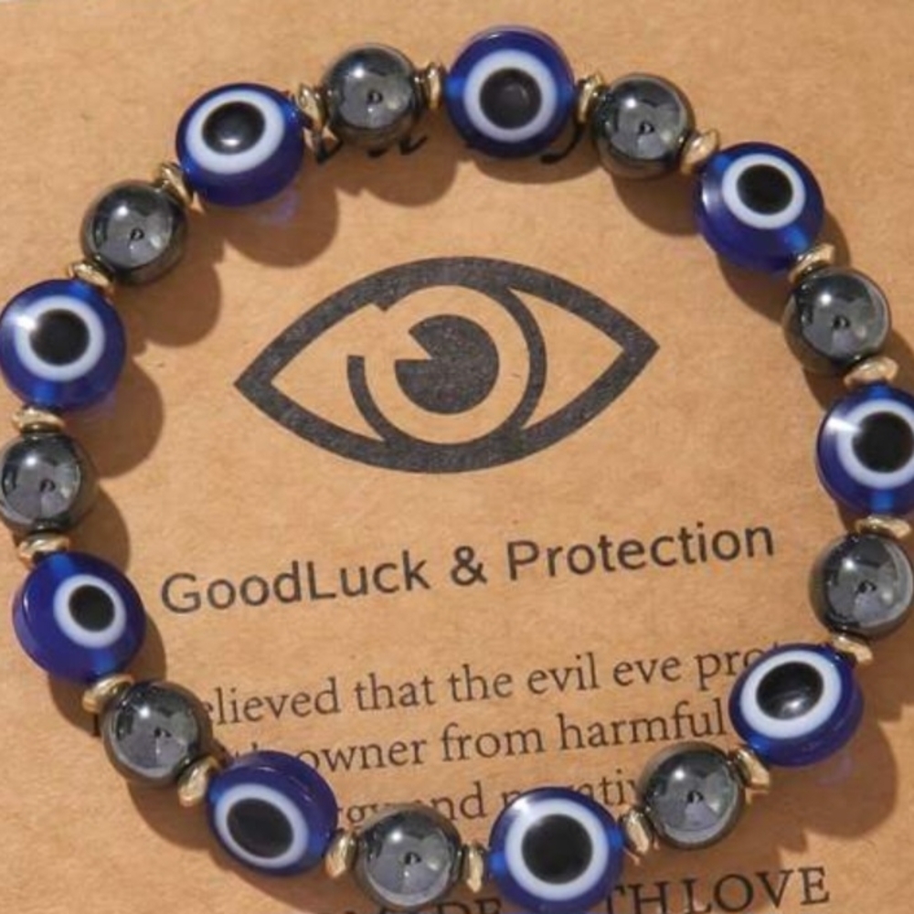 Blue Evil Eye Beaded Bracelet